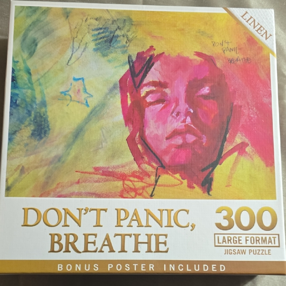 Linden 'Don't Panic, Breathe' Puzzle - Pink and Blue